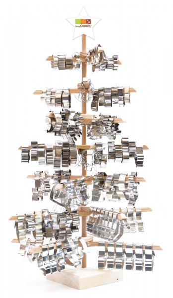 X-Mas-Holzdisplay Ausstechformen, bestückt 330 Stk, H:118 cm