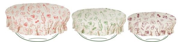 3er Set Schüsselabdeckung Baumwolle, D19cm,22cm,25cm