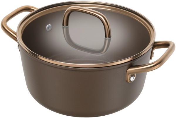 Milano Kochtopf mit Glasdeckel 24cm Braun