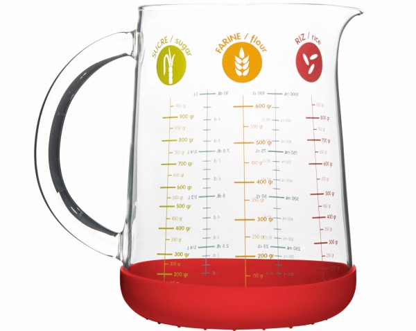 Messbecher mit Silikonboden 1l rot