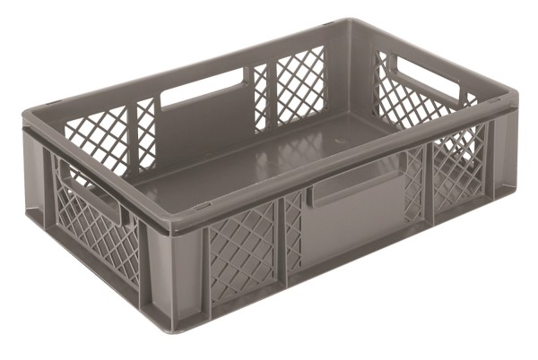 Behälter grau 60x40x15cm Standard Boden geschlos/Wände perfo