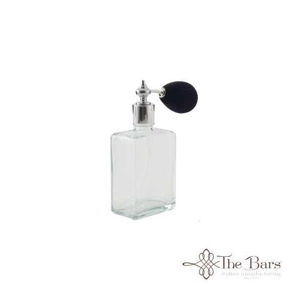 Liquor Atom. Square Glass Bott.100ML Bulb Spray