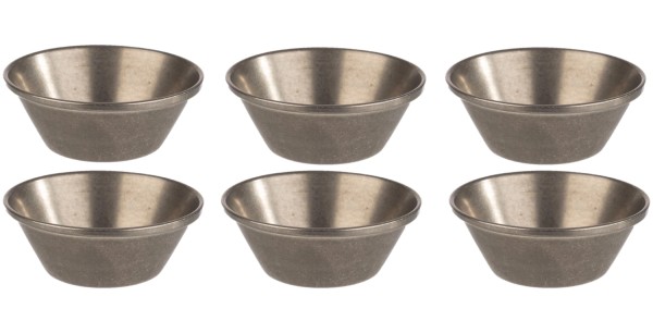 6er Set Dipschälchen D6cm H2.5cm, Edelstahl, Antik grau