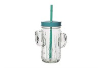 Kaktus Glas blau, 11.7x7.5x14.5 cm