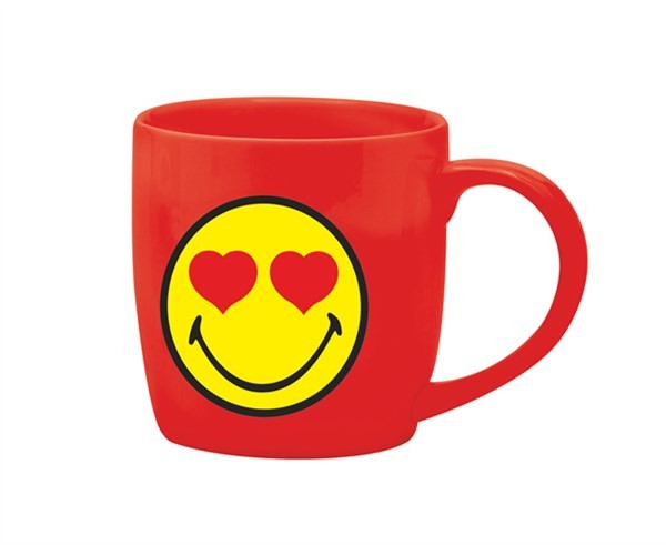 Smiley Porz. Kaffeetasse rot/Emoticon love 20cl