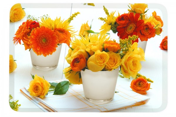 Gelbe Rosen Tablett 21x15 cm