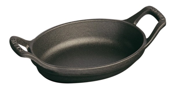 Auflaufform 32cm, oval, Schwarz, Gusseisen