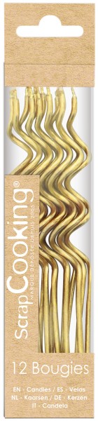 12er Set Kerzen spiralförmig gold