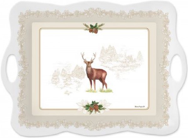 Deer Tablett m. Griffen, 53x38 cm