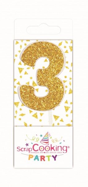 Kerze Mini Nummer 3 gold