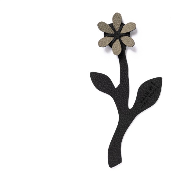 Lesezeichen Blume schwarz grau