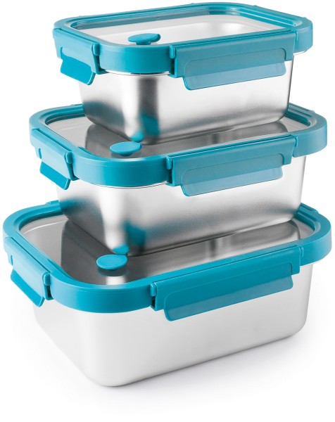 3er Set Etern Lunchbox Edelstahl rechteckig