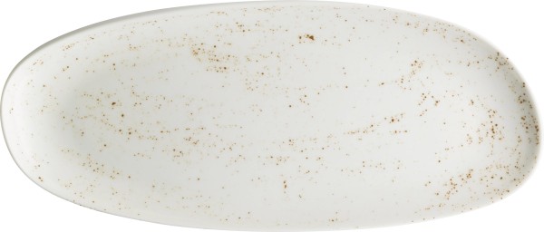 Pottery Unique white Platte asymmetrisch coupe 38x16cm