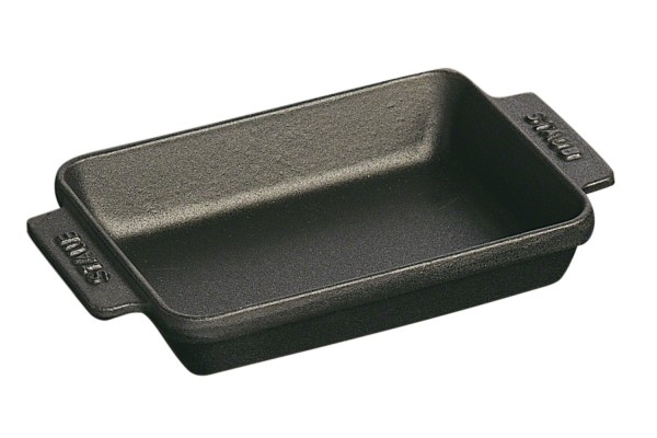 Mini-Auflaufform 15x11cm, rechteckig Schwarz, Gusseisen