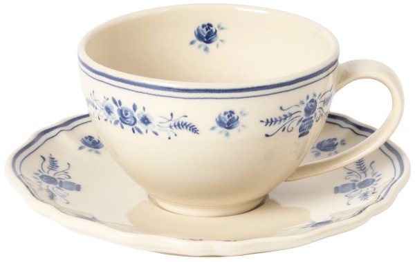 Vila Teetasse mit Untertasse 260ml H 6.9cm beige blau