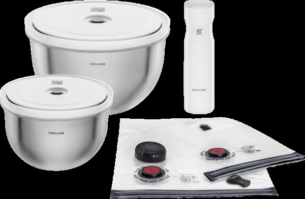 9tlg. Fresh & Save Bowls Vakuum Starter Set, Edelstahl