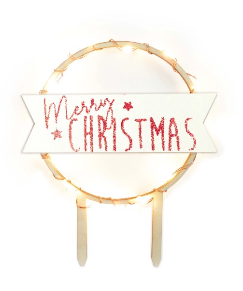 Cake Topper mit LED-Beleuchtung Merry Christmas