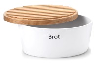 Keramik Brottopf mit Holzdeckel, 27x20x13.5 cm