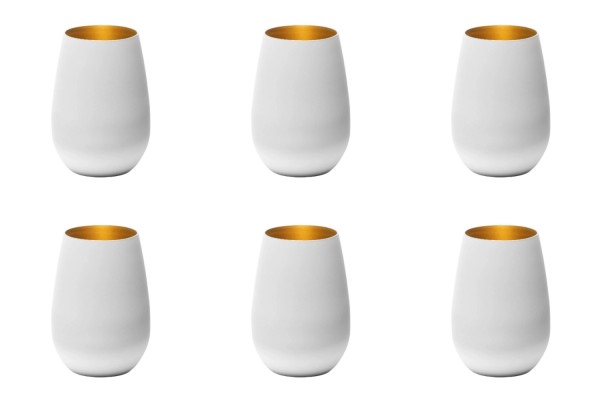 6er Set Elements Becher 465ml weiss/bronze