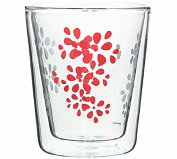 Lily Kaffeeglas weiss/rot, doppelwandig 20 cl