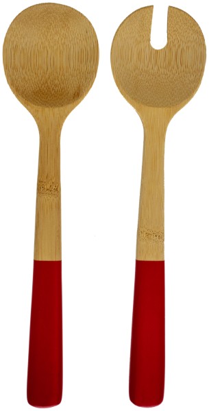 Salatbesteck 27cm Bambus brick red
