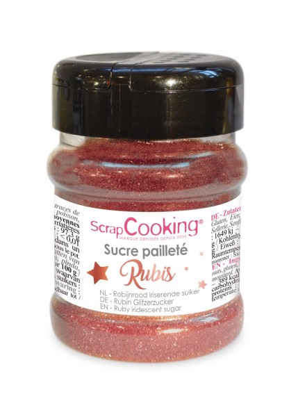 Glitzer-Zucker essbar rubinrot 160g