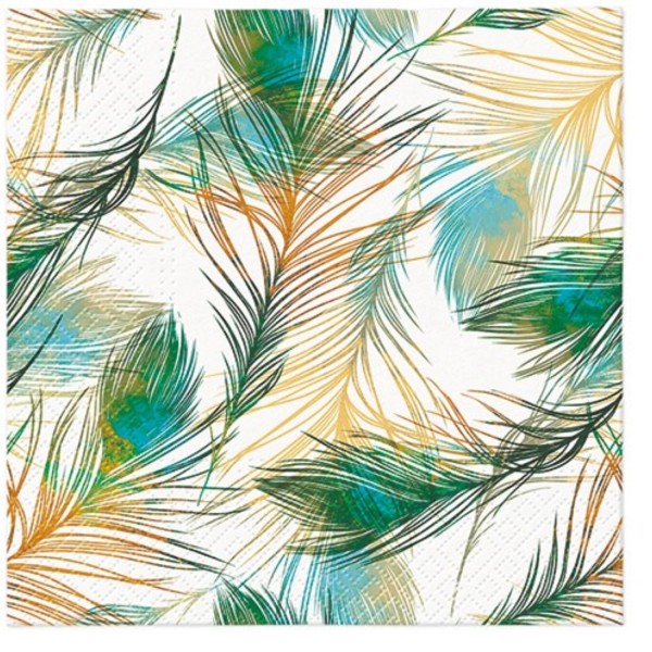 Servietten Lunch 20x Feather Composition, 33x33cm