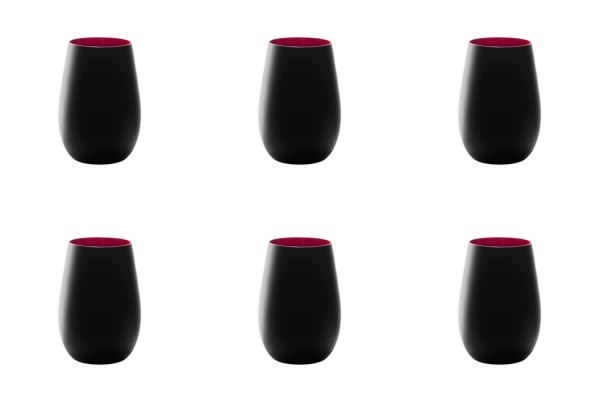 6er Set Elements Becher 465ml schwarz/rot