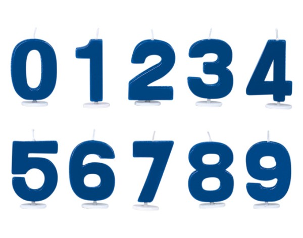 Kerzen Set Ziffer 0–9 blau
