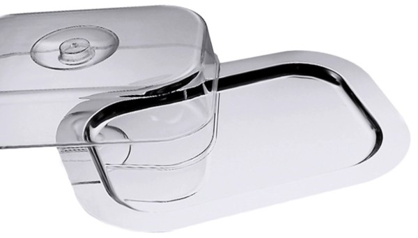 Tablett 43x31cm, Chromstahl mit Haube aus LURAN 30cm