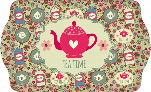 Tea Time Tablett m. Griffen 33x22 cm