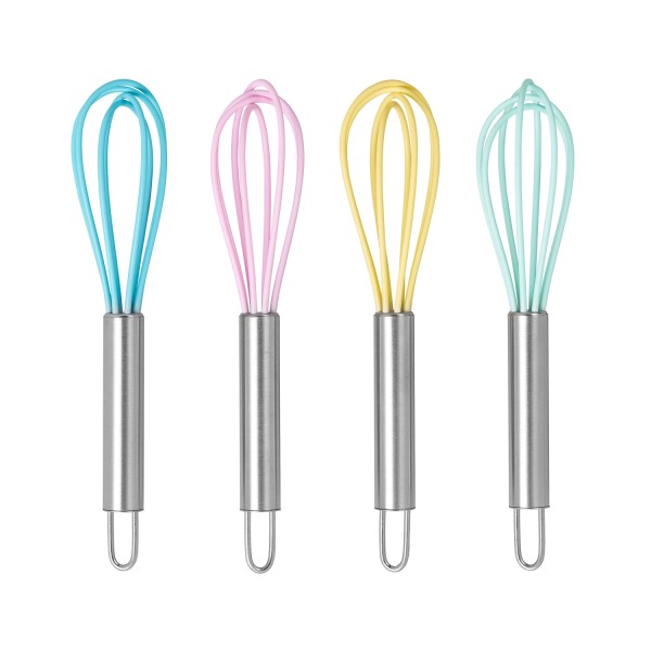 Mini-Schneebesen aus Edelstahl mit Silikonkopf