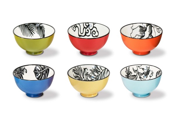 6er Set Schüsseln farbig, D11.5cm H6.3cm