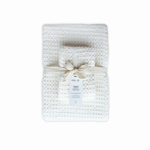 Big Waffle Geschenkset Bade- & Handtuch natural white