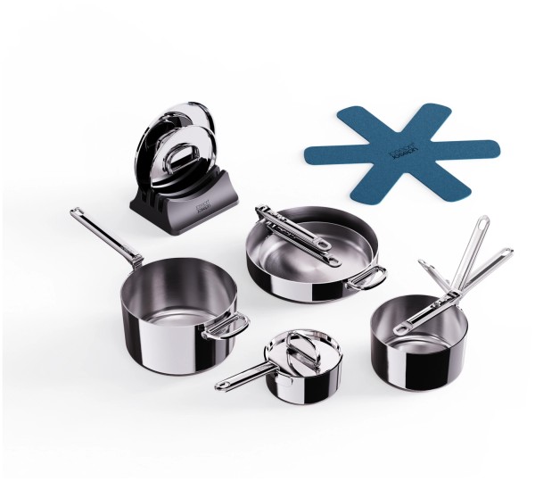 5er Set Space Steel Pfannenset Klappgriff 15+19+23+24+28cm