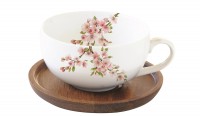 Sakura Tasse mit Akazien Untersetzer, 250ml