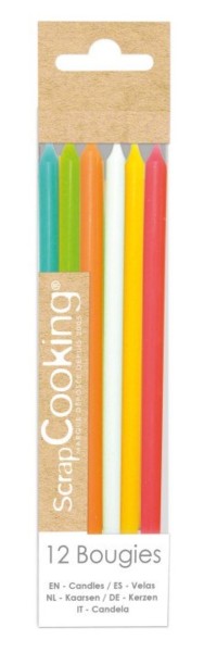 12er Set Kerzen lang bunt 12cm