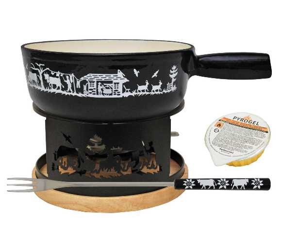 Heidi Cheese Line Käsefondue-Set 9-teilig"Alpes Noir" 23cm