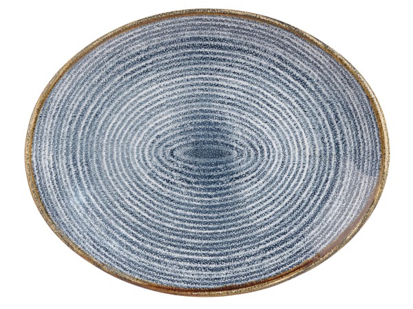 S.P. Homespun Slate Blue Teller oval 31.7x25.5cm
