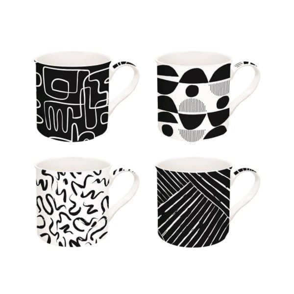 4er Set Graffiti Porzellanbecher 300ml