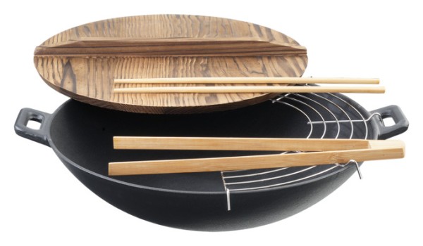 Wok mit Holzdeckel ø30cm