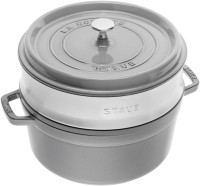 Cocotte mit Dämpfeinsatz 24cm, rund, graphite grau Gusseisen