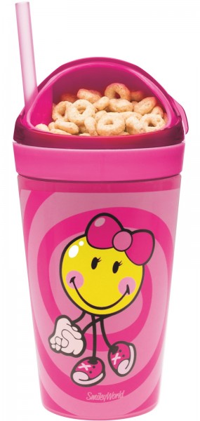 Smiley Kid Girl Snack/Drink Becher 9x18cm