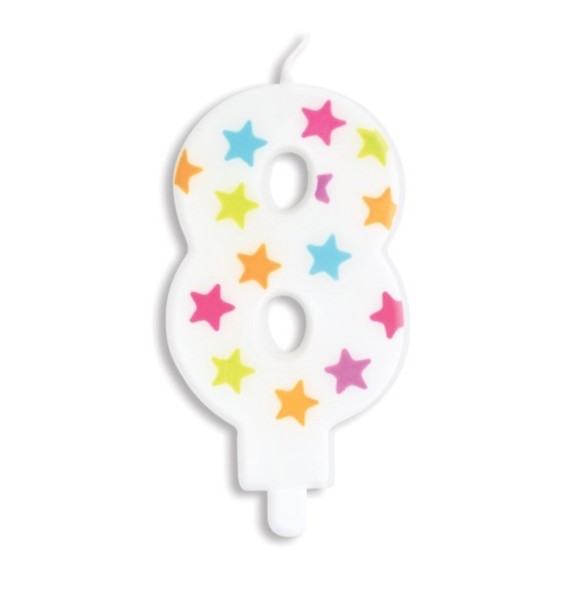 Kerze Nummer 8 Sterne