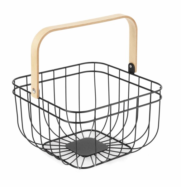 Obstkorb Gitter quadratisch m.Henkel aus Holz 26x26cm H18cm