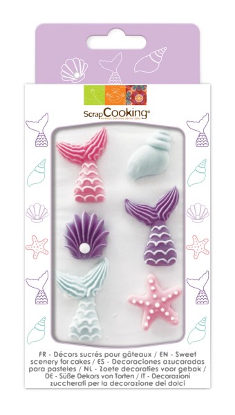 6 Stk. Zuckerdekor Meerjungfrau