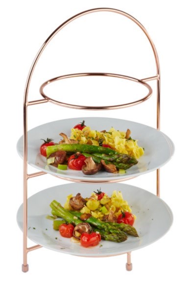 Serviergestell für 3 Teller max.D27cm, in. Ring D18cm, Kupfe
