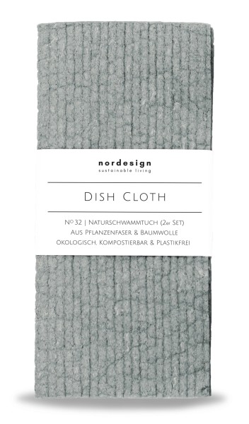 2er Set Dish Cloth Naturschwammtuch, grau 17x8cm, H1cm