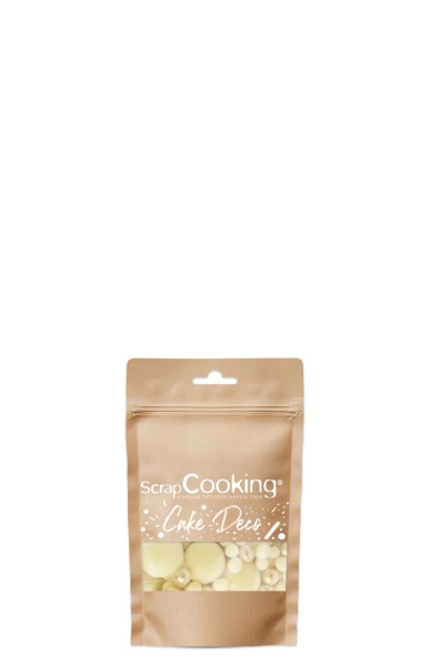 Deko Schoko Perlen weisse Schokolade und gold 50g