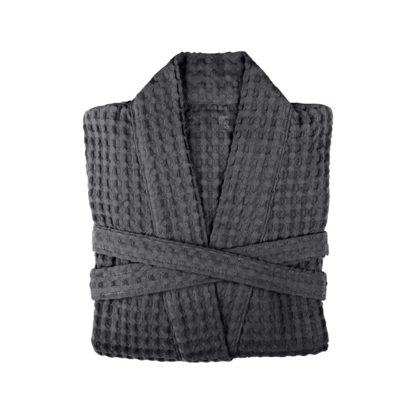 Big Waffle Bademantel S/M dark grey Biobaumwolle